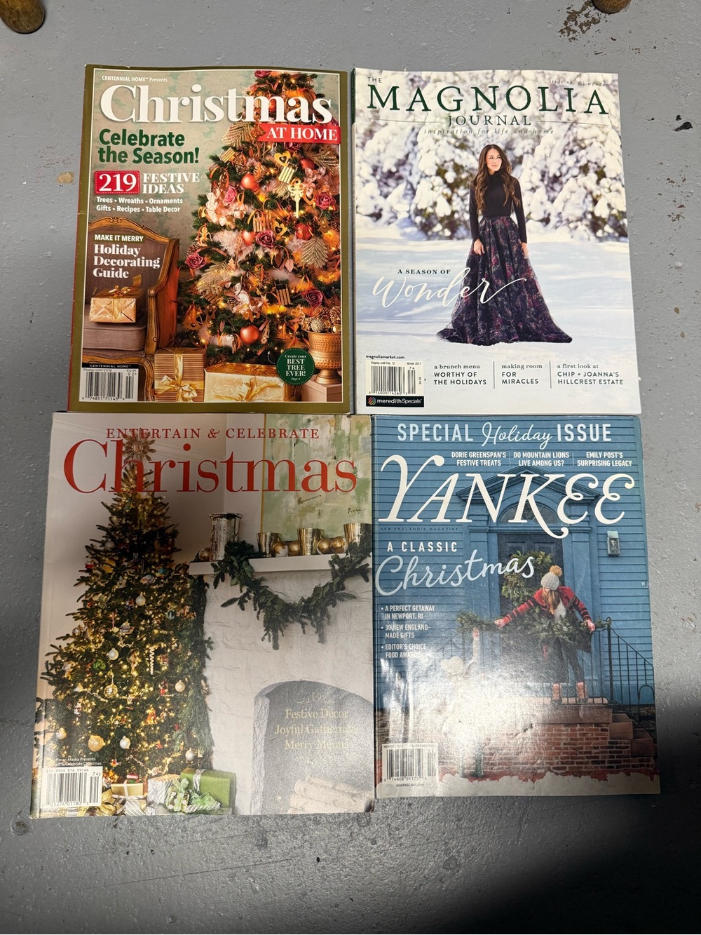 Magnolia Journal + Yankee + Christmas At Home 219 Ideas - 4 Mags